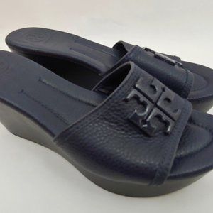 Navy Tory Burch Lowell 2 80MM Wedge Slide Sandal